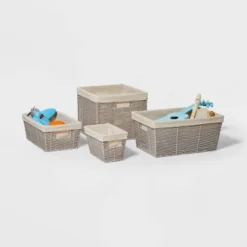 10.25" X 6" X 6" Small Woven Twisted Paper Rope Tapered Basket Gray - Brightroom™ -Brightroom GUEST 054d99f6 5bc4 4b73 87f9 e39da675c247 2