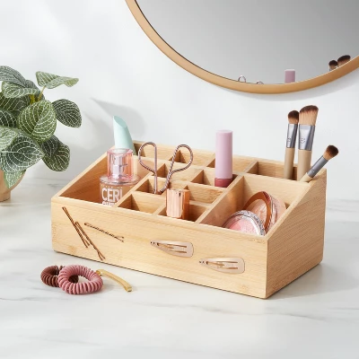 10" X 5" X 4" 12 Compartment Bamboo Countertop Organizer - Brightroom™ 1 10" X 5" X 4" 12 Compartment Bamboo Countertop Organizer - Brightroom™