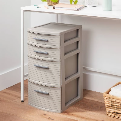 4 Drawer Weave Tower Dark Gray - Brightroom™: Plastic Storage Organizer, Portable Utility Drawers, Universal Storage 1 4 Drawer Weave Tower Dark Gray - Brightroom™: Plastic Storage Organizer, Portable Utility Drawers, Universal Storage