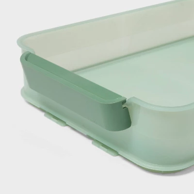 Click In Place 6.7qt Shallow Plastic Storage Bin For Home And Office Organization Green Tint - Brightroom™ 2 Click In Place 6.7qt Shallow Plastic Storage Bin For Home And Office Organization Green Tint - Brightroom™ - Image 2