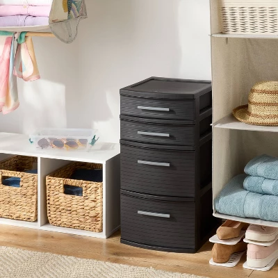 4 Drawer Medium Tower Black 1pc - Brightroom™ 1 4 Drawer Medium Tower Black 1pc - Brightroom™