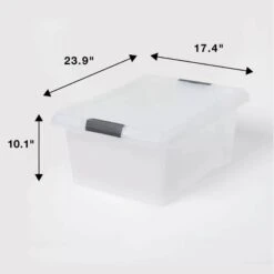 Medium Frosted Latching Storage Box - Brightroom™: Stackable Polypropylene Tote With Lid, 48L Capacity -Brightroom GUEST 31645692 b442 466a 830f 80177189691a