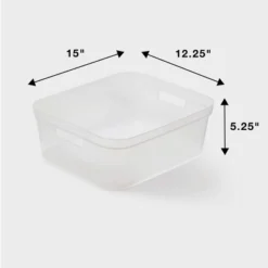 2pk Medium Open Storage Bins Clear - Brightroom™: Plastic Utility Tubs, Portable Universal Storage, 13.2 Volume Capacity -Brightroom GUEST 419d1d1c 1fcb 4894 a179 5649851b4eab