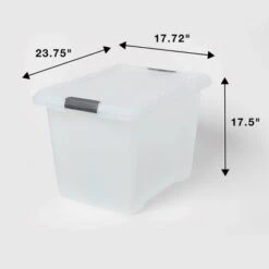Large Frosted Latching Storage Box - Brightroom™: Stackable Clear Tote, 76L Capacity, Polypropylene, Universal Storage -Brightroom GUEST 5f3a33cb 8af8 4e67 a7ae b359e83eb08e