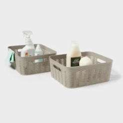 2pk Wave Medium Decorative Basket Gray - Brightroom™ -Brightroom GUEST 9a90595b 9762 4a0a 8121 32425a4a5b90
