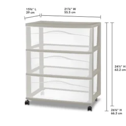 3 Drawer Wide Cart Spaceship Gray - Brightroom™ -Brightroom GUEST a9bc6de3 2aac 4d2e adb9 0c04fe9bcf2a