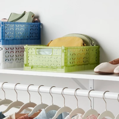 Rectangular Plastic Foldable Medium Crate Green - Brightroom™ 1 Rectangular Plastic Foldable Medium Crate Green - Brightroom™