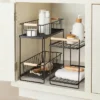 Wood Handle Tiered Vanity Organizer Black - Brightroom™