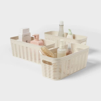 3pk Wave Half Medium Decorative Baskets Cream - Brightroom™ 3 3pk Wave Half Medium Decorative Baskets Cream - Brightroom™ - Image 3