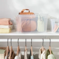 Brightroom 44 Large Open Storage Bin Clear - Brightroom™: Plastic, Portable, Nesting, Universal Storage, 20.4 Volume, 15x12.25x8.25