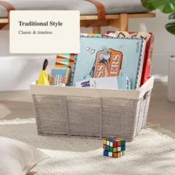 17" X 12" X 8" Large Woven Twisted Paper Rope Tapered Basket Gray - Brightroom™ 6 17" X 12" X 8" Large Woven Twisted Paper Rope Tapered Basket Gray - Brightroom™ -Brightroom GUEST c7571cc9 f898 4260 b342 26d81c859c6c